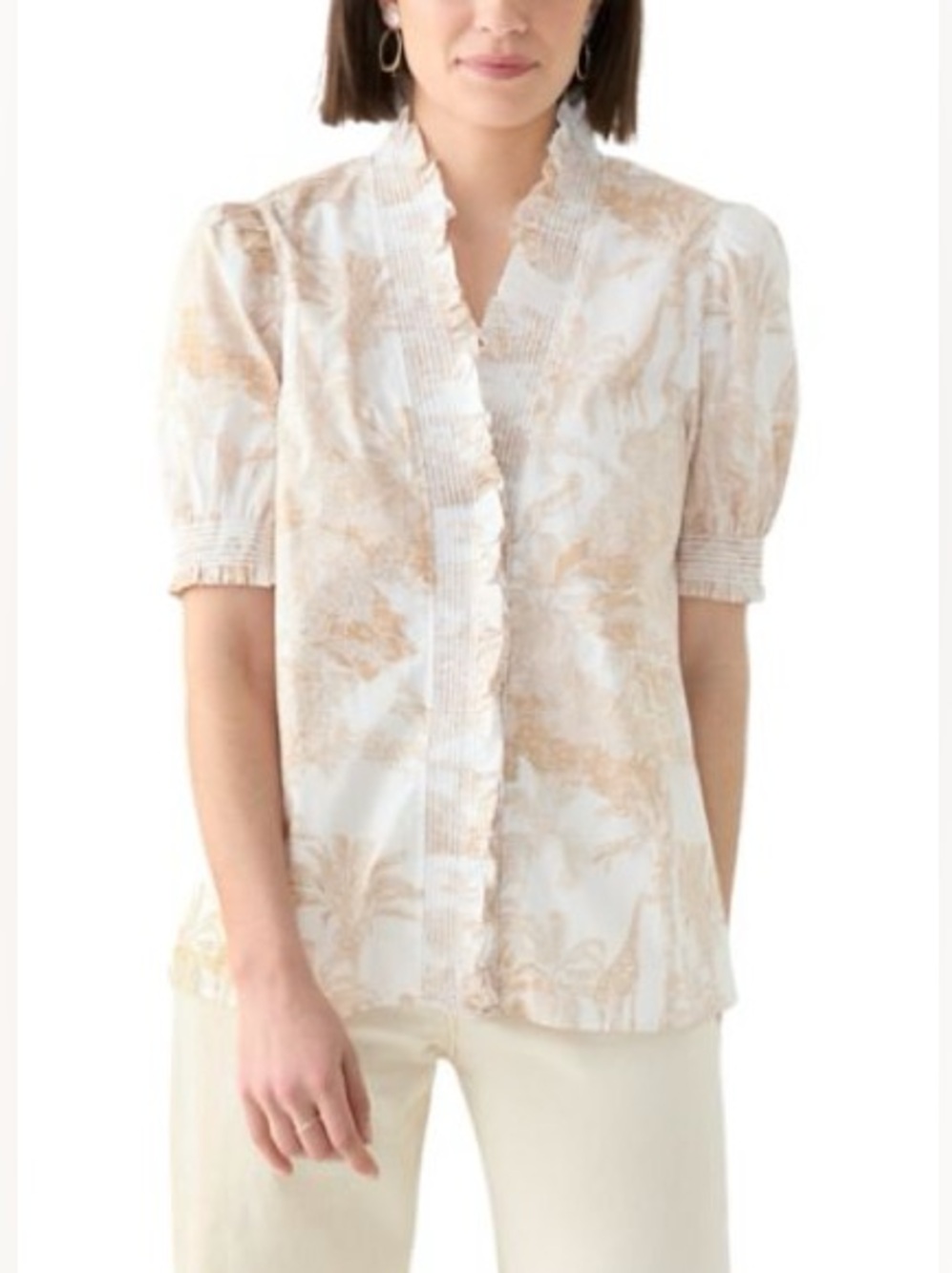NWT crown & ivyPetite Flutter Sleeve Peasant Top Size XL